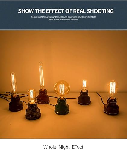 Miniatura 9 de Vintage American Village - Lámpara de mesa creativa estilo pueblo americano, lámpara de mesa de tubo de agua de hierro y acero, luces de noche, loft