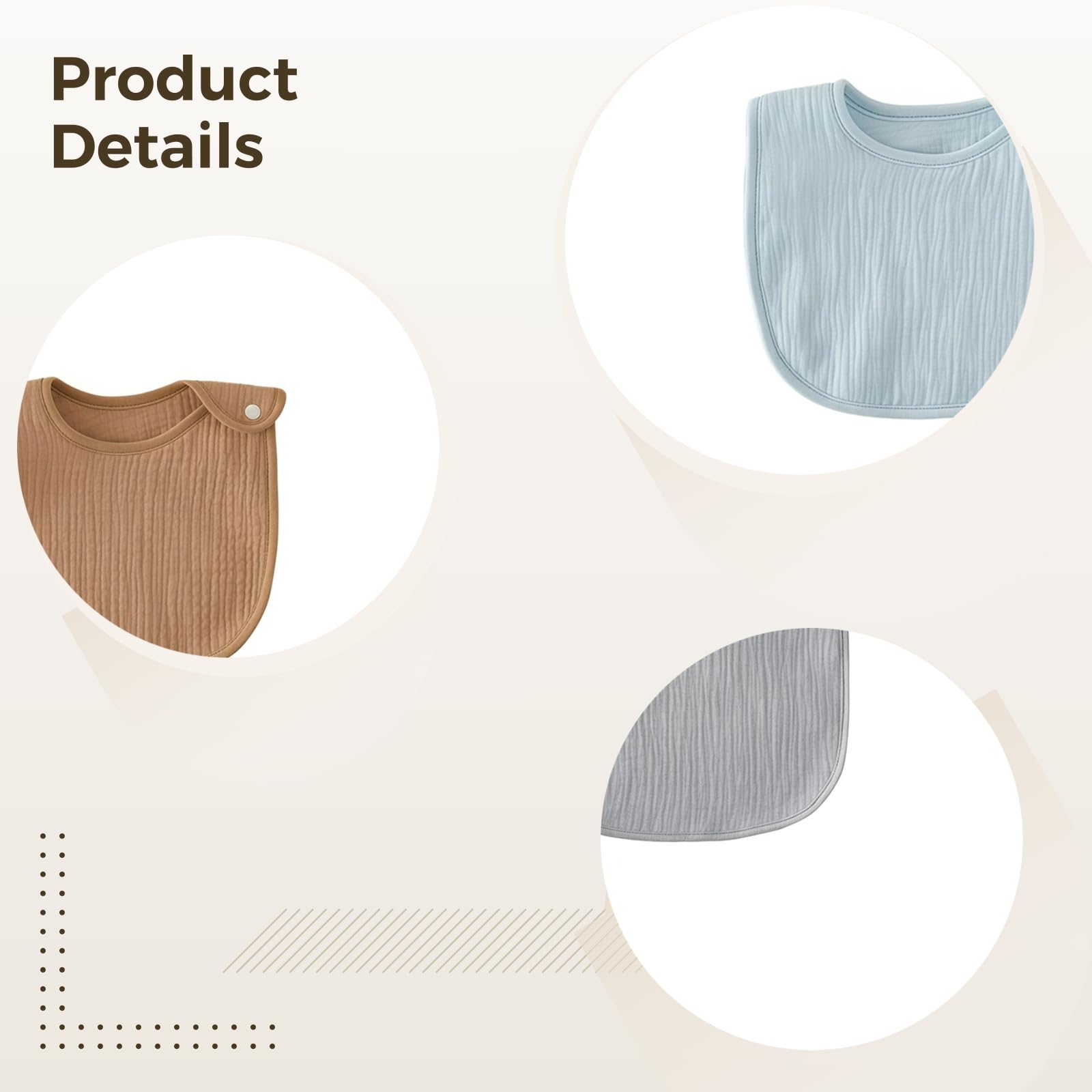 5 STK. wasserdichte Bandana-Lätzchen für Babys, weiche Baumwolle für Jungen und Mädchen, Verstellbarer Druckknopfverschluss, bequem und modisch, mit großer Abdeckung für Alltag und Mahlzeiten
