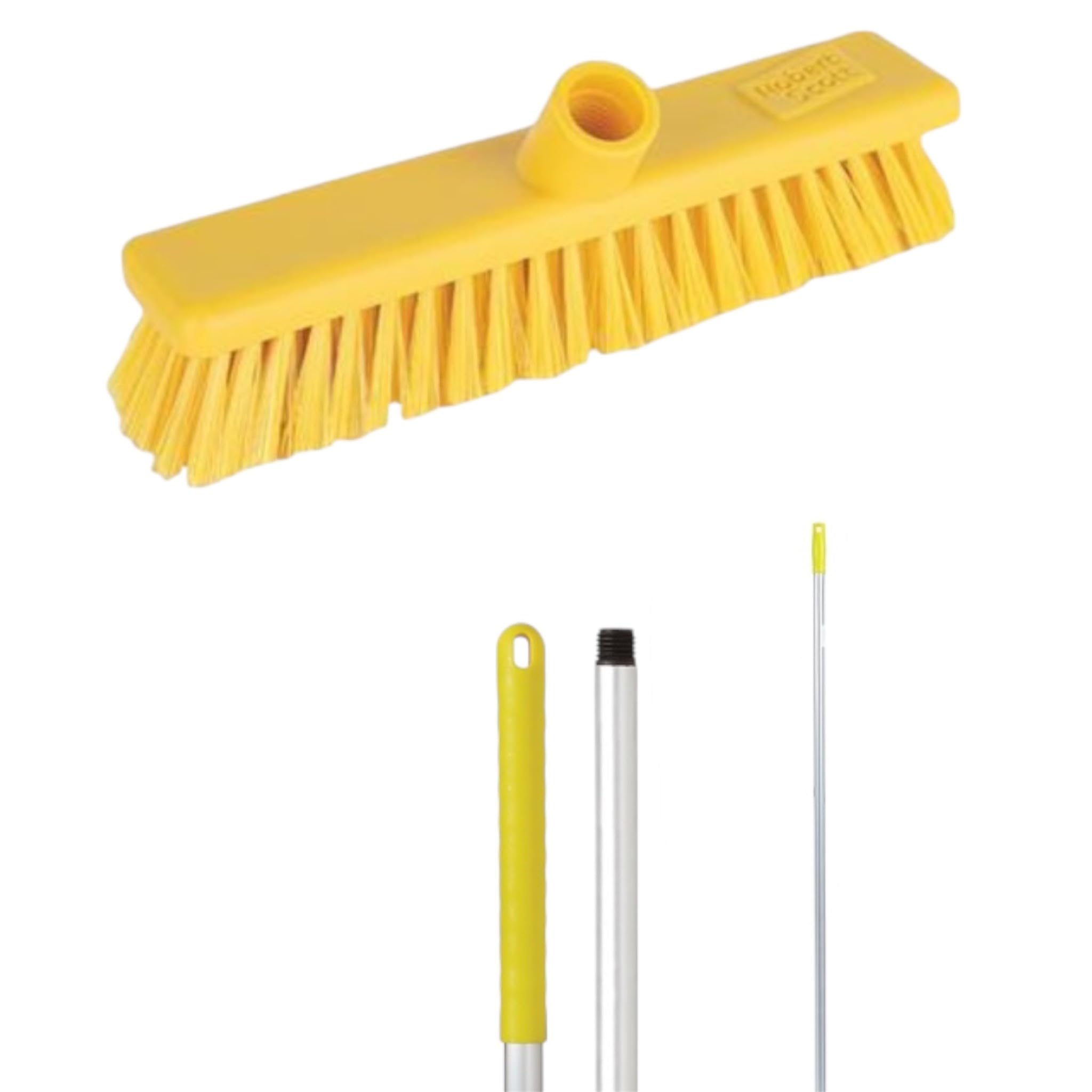 Aardvark Janitorial Supplies Yellow Robert Scott Soft Washable Broom Head 30Cm And 125Cm Hygiene Handle For Indoor And Outdoor Sweeping (Yellow)