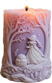 Enchanted Forest Princess Cylinder Candle Mold Goddess with Hat Design Pillar Candle Silicone Molds for Candles Making Resin Casting Aromatherapy Candles Handmade Wax Home Decor