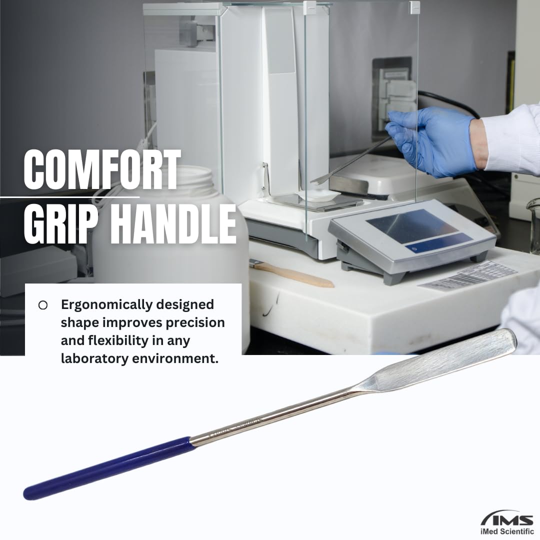 Multipurpose Micro Lab Flat End Stainless Steel Spatula Sampler with Comfort Grip Handle to Use for Science Laboratory Sampling Blending Mixing Transferring Handling Paste (6 Inches)