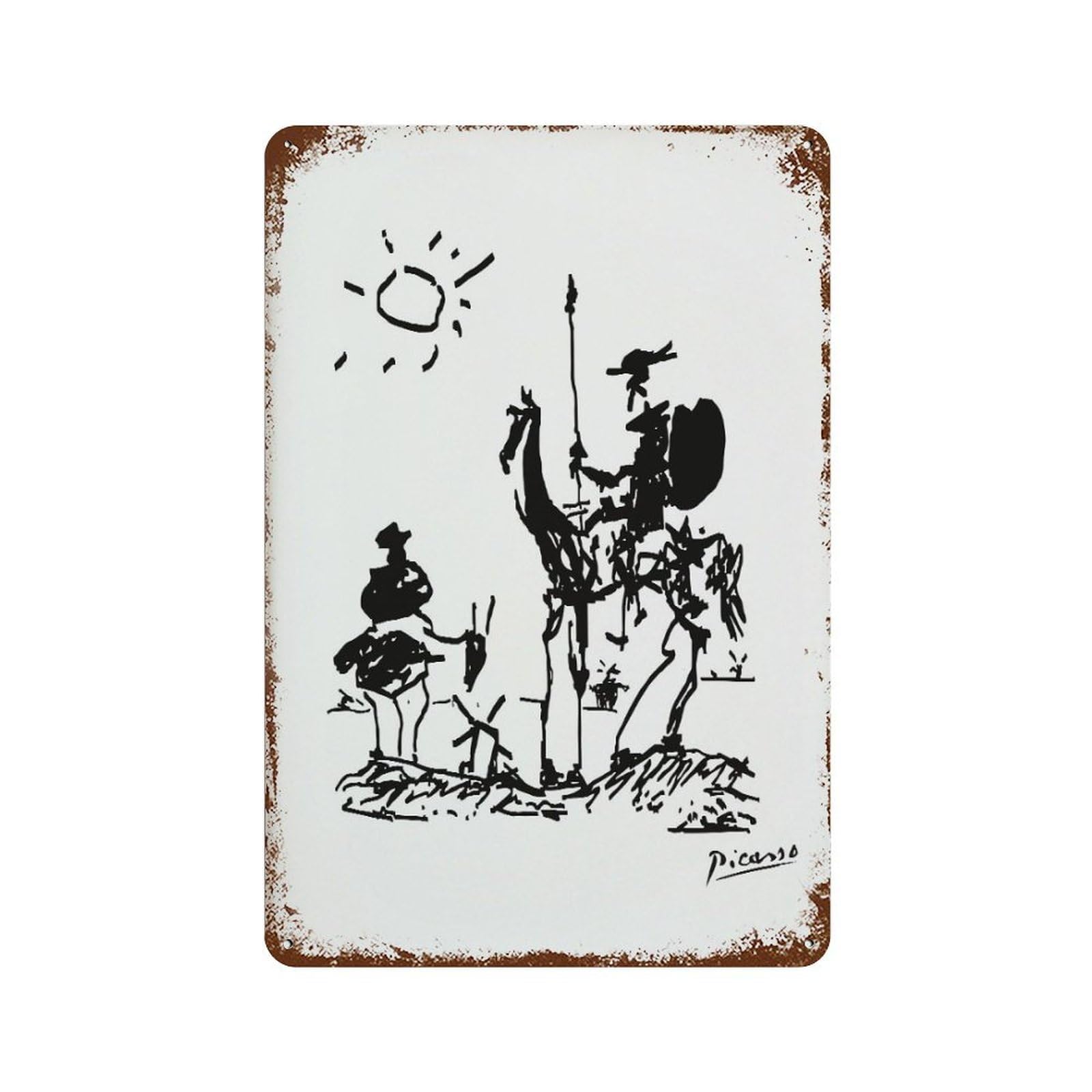 xiaoxiaoshen Picasso Don Quixote Surrealist Wall Decor Art Metal Tin Poster Modern Home Decor Art Home Bar Shop Decorations Vintage Sign 30x20cm