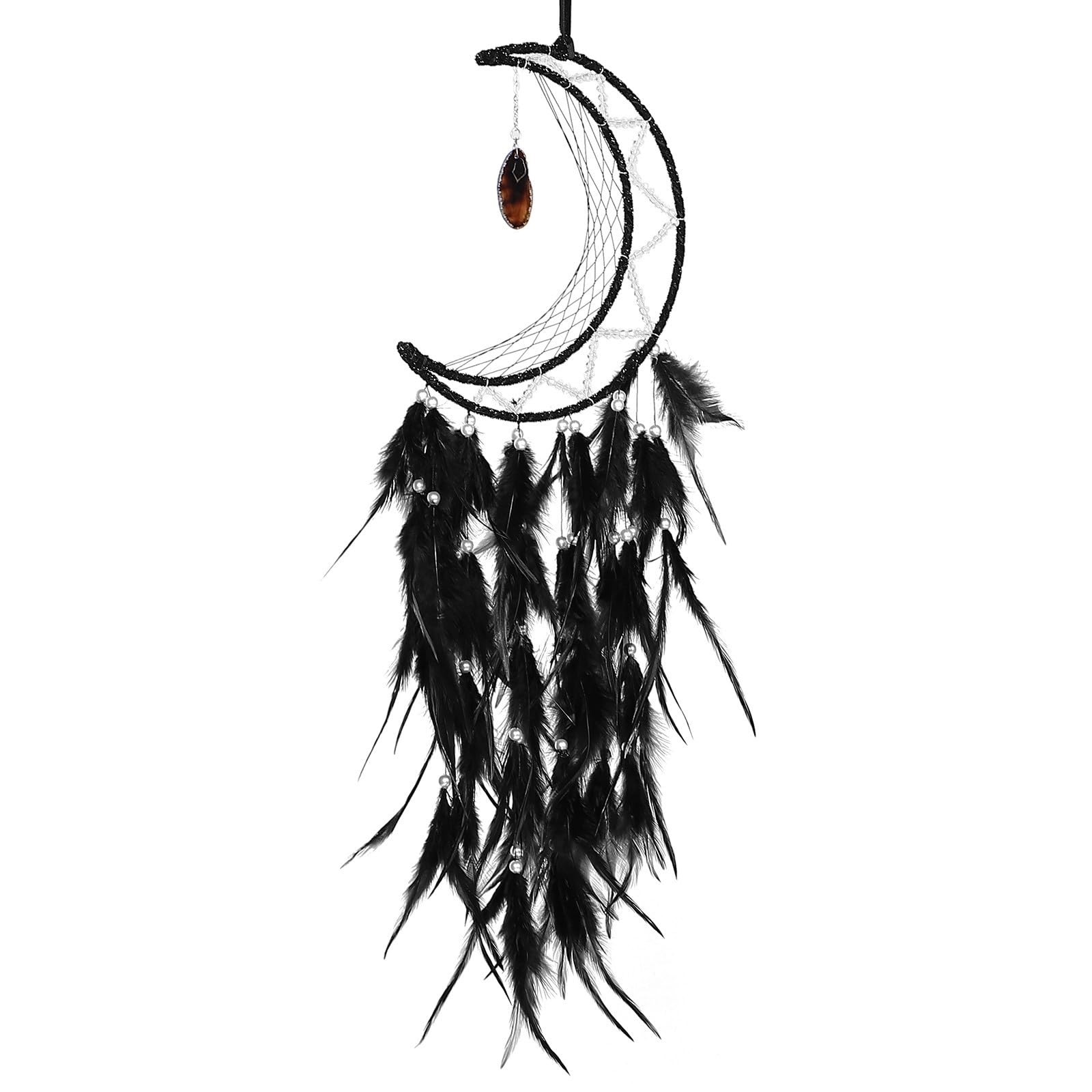 Atrapasueños gótico negro de plumas Artibetter, decoración de pared multifuncional de dormitorio