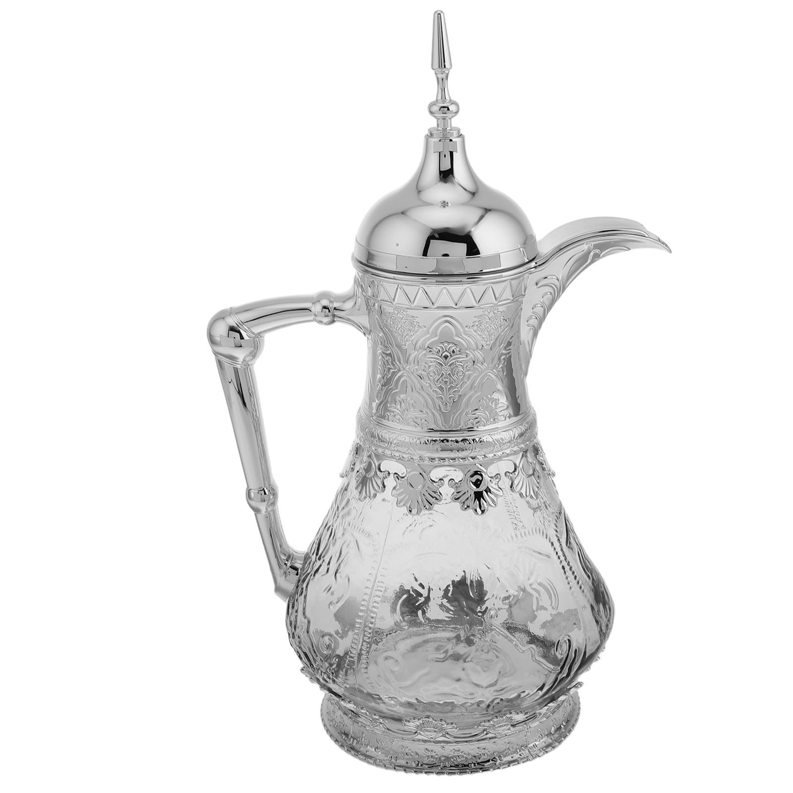 Glaskaraffe mit Deckel und Ausguss Mittelgroßer Wasserkrug im Orientalischen Stil Hitze Kältebeständig Ergonomisch für Tropffreies Ausgießen für Saft Tee Kaffee und Kalte Getränke