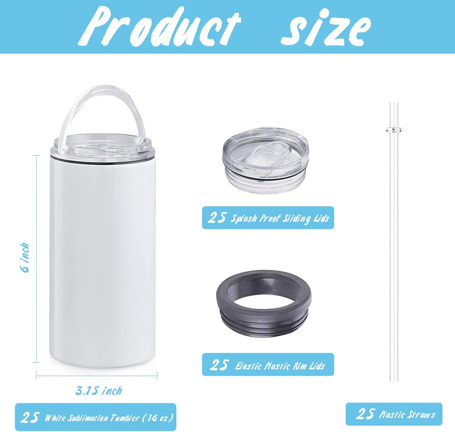 25 Pack16 OZ 4-in-1 Skinny Can Cooler Double Wall Stainless Steel Insulated Can Holder, Sublimation Slim Skinny White Stainless Steel Can Cooler,Sublimation Tumbler,Beer Can Cooler - Image 2