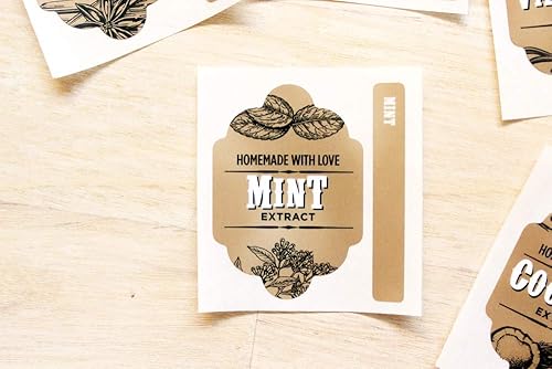 Miniatura 8 de Mint Extract Label for 2 oz Boston Round Bottles and Larger + Tamper Strip - Homemade with Love - Handmade by Conquest of Happiness  Pack of 08