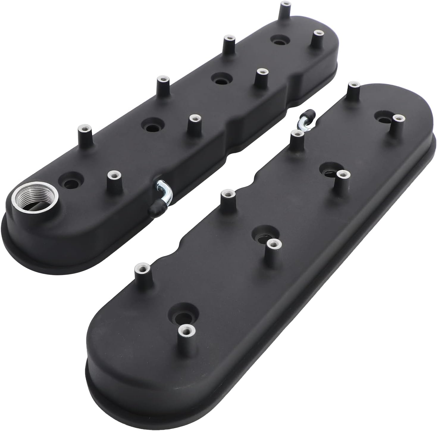 LS Cast Aluminum Valve Covers with Coil Mounts Compatible with Che-vy Small Block V8 293 325 346 364 376 427 LS1 LS2 LS3 LS6 5.3 6.0, Black