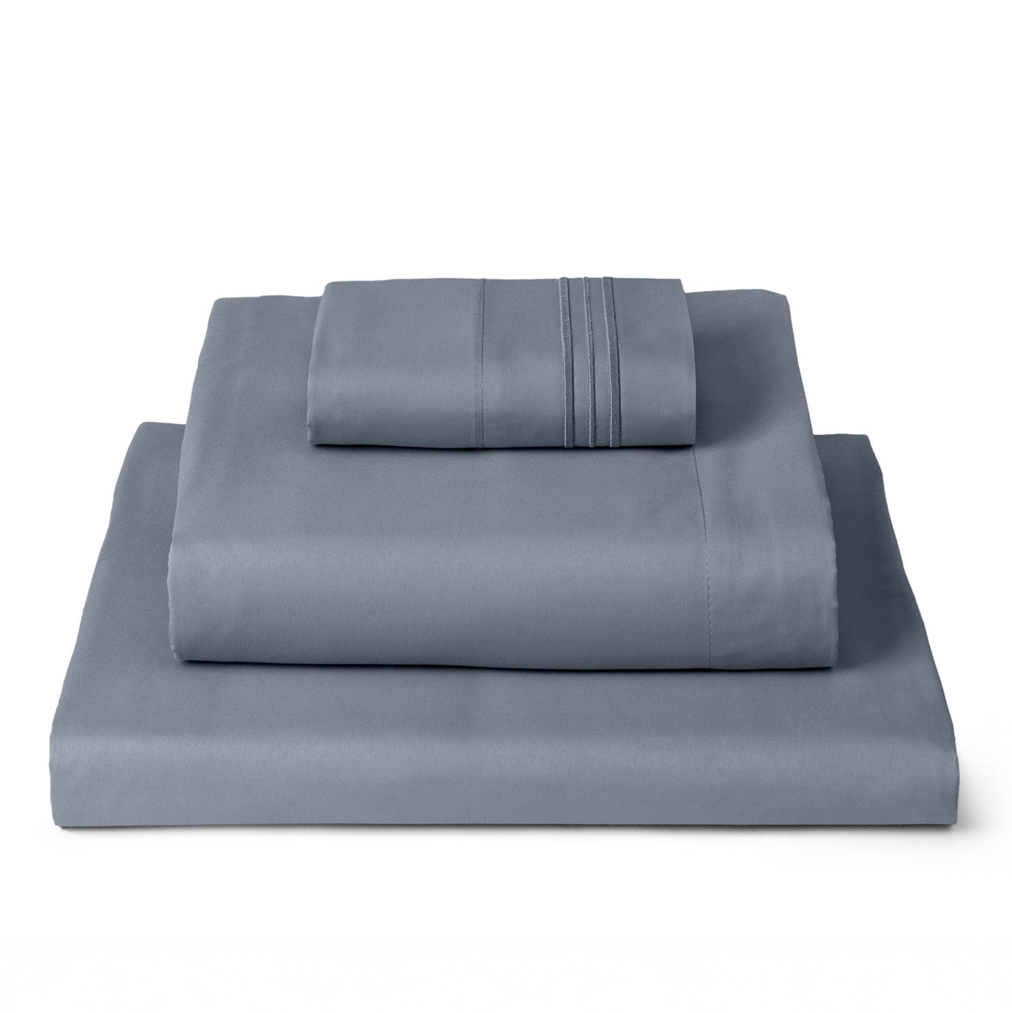 Mellanni Iconic 3-Piece Bed Sheet Set, 16" Deep Pocket (Twin, Mineral Gray)