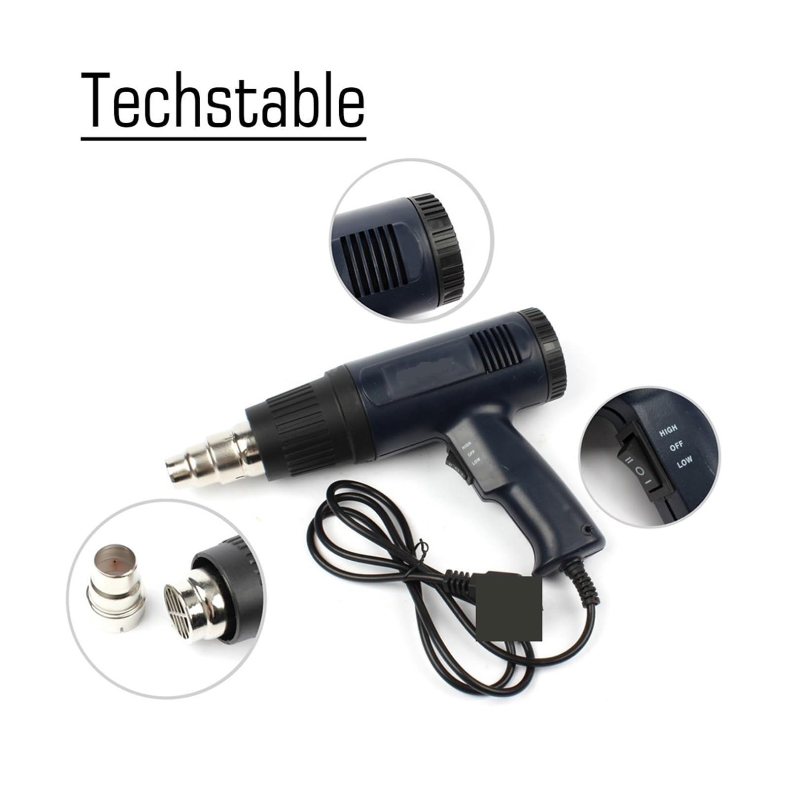 Pistola Termica Elettrica Ad Aria Calda 1500W Utensili Elettrici Regolabili Con Ugello In Metallo A Doppia Temperatura Colore Verde Blu Scuro Motore Ad Alte Prestazioni(Green)