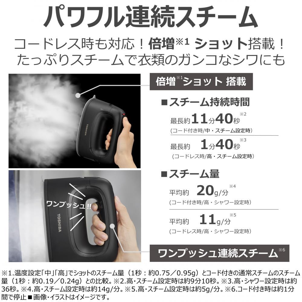 Amazon | 東芝 衣類スチーマー TAS-X80(K) ブラック 軽量 0.65kg 4way