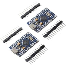 DEVMO DEVMO Pro Micro ATmega32U4 5V 16MHz Development Board, 2PCS with 2 Row pin Header, Compatible with ard-uino Leonardo, On-Board micro-USB, 4 x 10-bit ADC, 12 DIOs