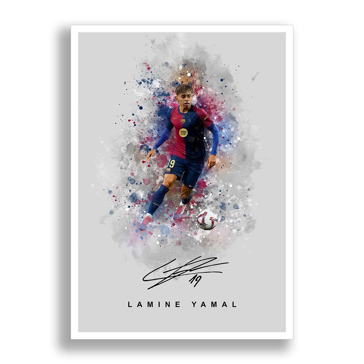 Lamine Yamal Signed Photo Barcelona Poster Print Autograph Framed Display Memorabilia Spain Gift (A4 poster only (Grey))