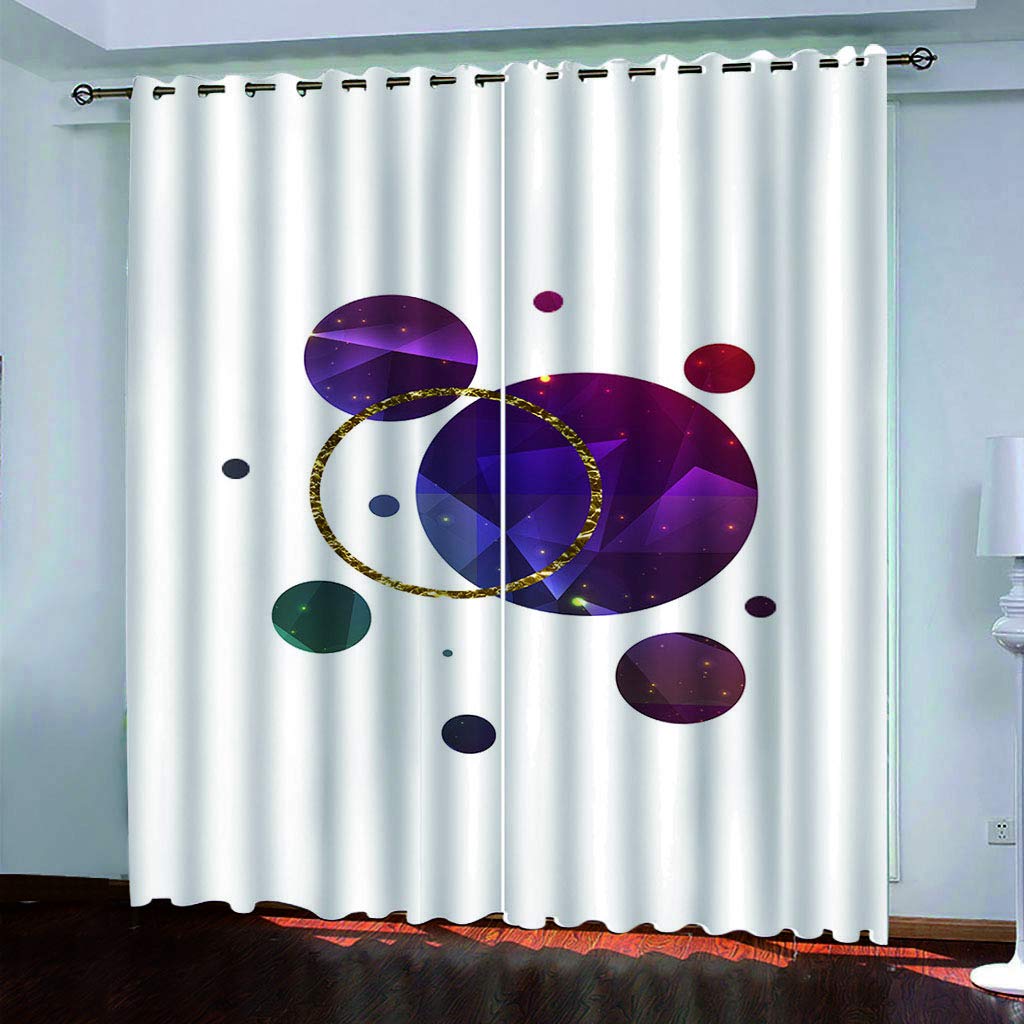 Maynuo Girls Purple Curtains For Bedroom 3D Geometric Circle Eyelet Top Curtain For 62X78inch Kids Window Treatments For Home Decoration Thermal
