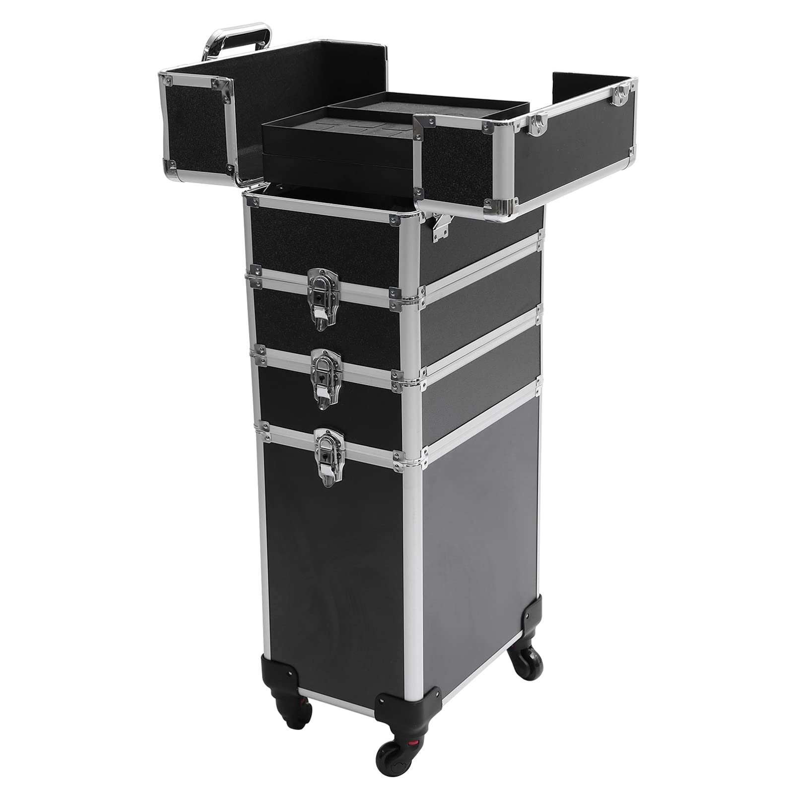 Veemoon 1pezzi Carrello Organizer per Trucchi Grande Ruote da Beauty Case Impugnatura Ergonomica Multistrato e Capiente per Cosmetici e Altri Articoli