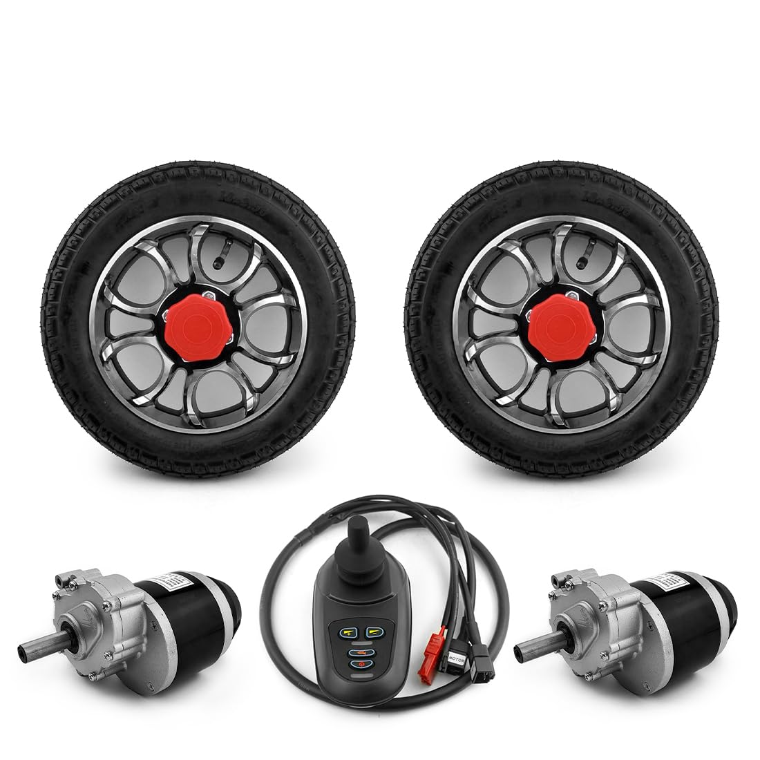 L-faster Kit de conversión de Motor de Silla de Ruedas eléctrica de Baja Velocidad de 24 V 700 W y 12 Pulgadas y 120 RPM con Controlador de Joystick