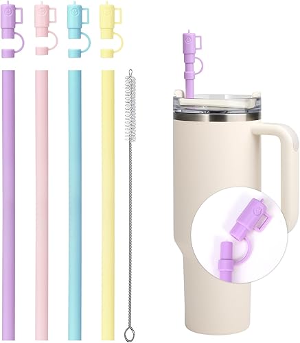 Replacement Straws for Stanley Cup 40oz Adventure Quencher Tumbler with Straw Cover Stopper for Stanley,9Pack Stainless Steel Reusable Drinking