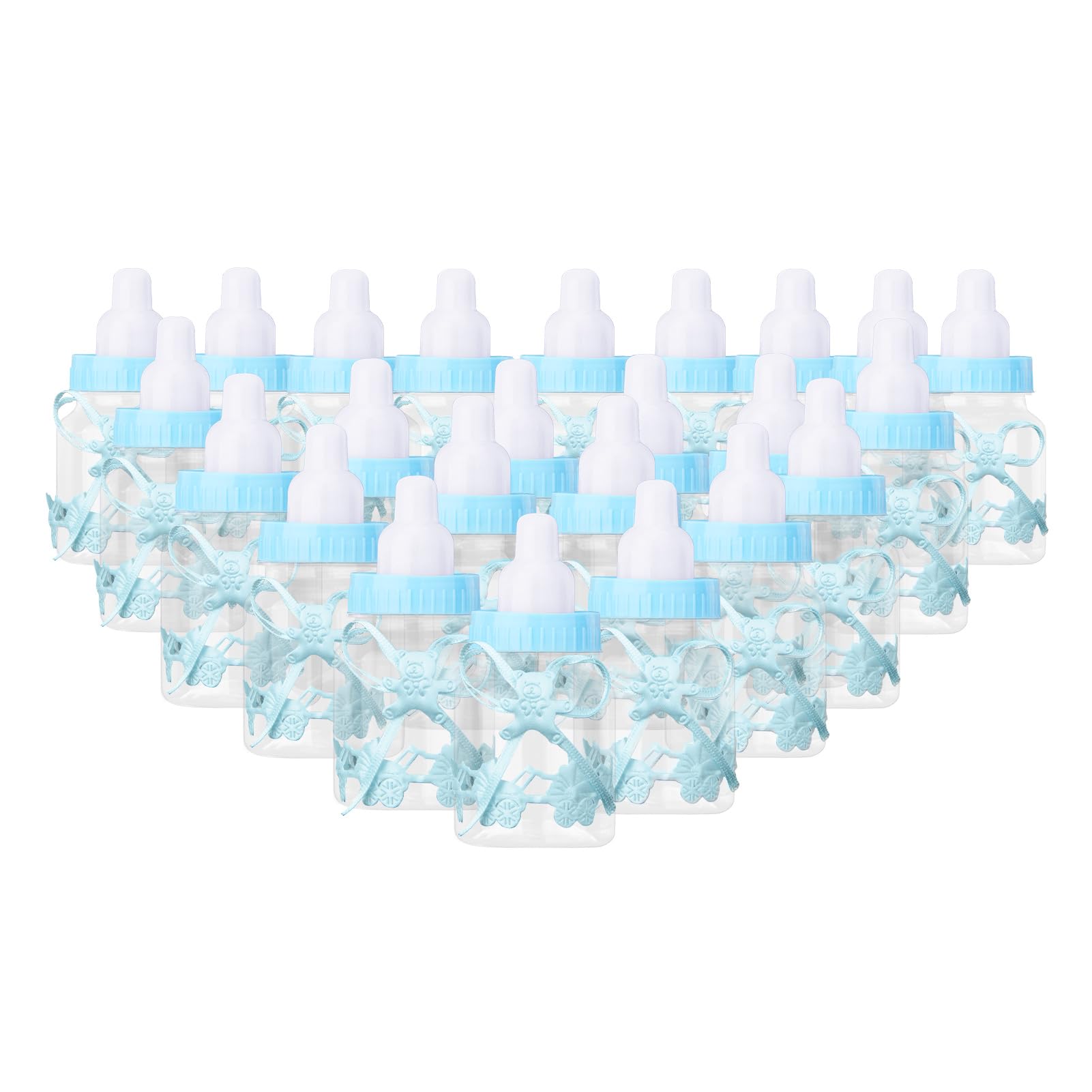 Holdfiturn 24 PCS Blue Lace Fillable Candy Bottles Gift Box for Newborn Birthday Party Decoration