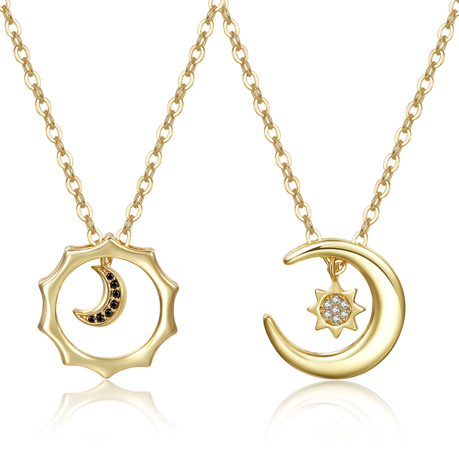 MJartoria Best Friend Necklace Sun Moon Pendant ...