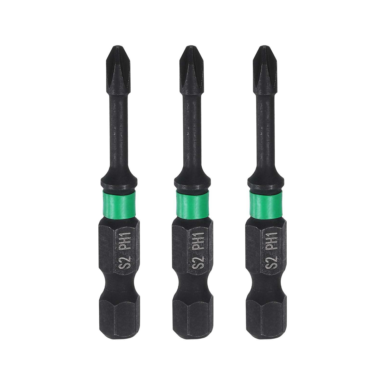 sourcing map 3pcs #1 Impact Phillips Screwdriver Bit PH1 1/4" Hex Shank 2" (50mm) Long 0.12" Rod Magnetic Cross Head Drill Bits S2 Steel Industrial Screw Driver for Impact Power Drivers
