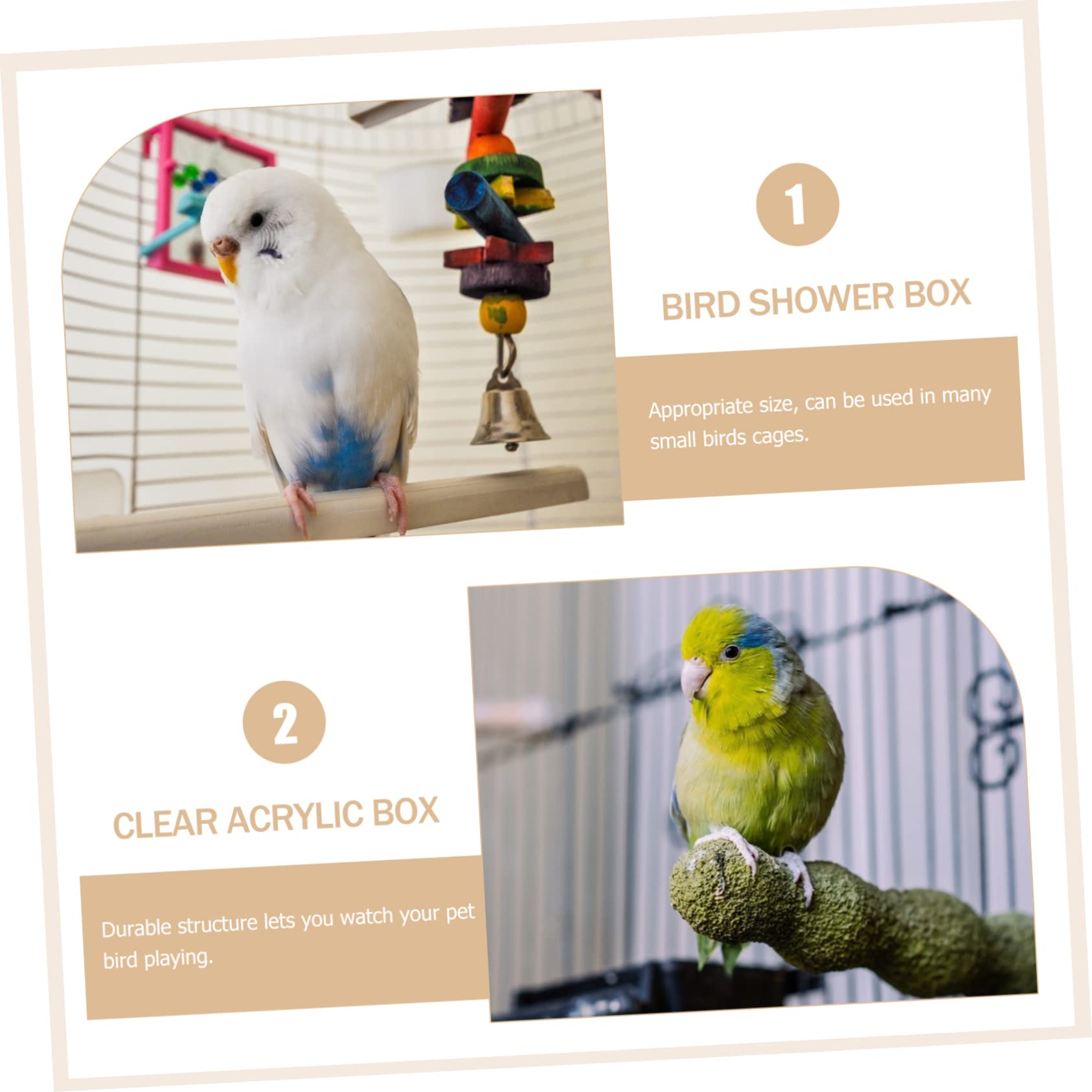 Happyyami Vogelduschbecken aus Acryl für Vögel mit Stabilem Design und Einfacher Aufbewahrung Geeignet für Zuhause und Zoohandel als Vogelbadewanne in Boxform