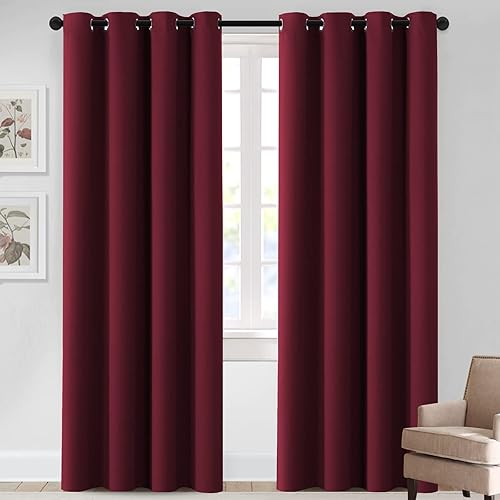 MeilleMaison Cortinas opacas para dormitorio, aislamiento térmico, oscurecimiento de la habitación, paneles de cortina insonorizadas para ventana,