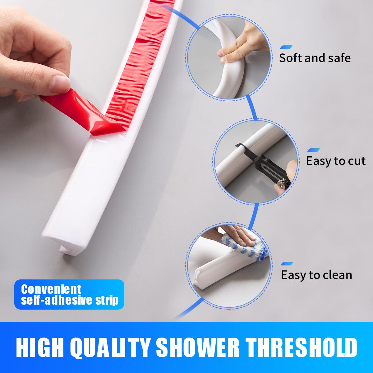 Barriera Doccia Ferma Acqua, 3M Soglia Doccia, Silicone Barriera Acqua Impermeabile Autoadesivo, Pieghevole Bordo Vasca da Bagno Pieghevole Barriera, per Doccia Cucina Bagno (Bianco 2*3CM)