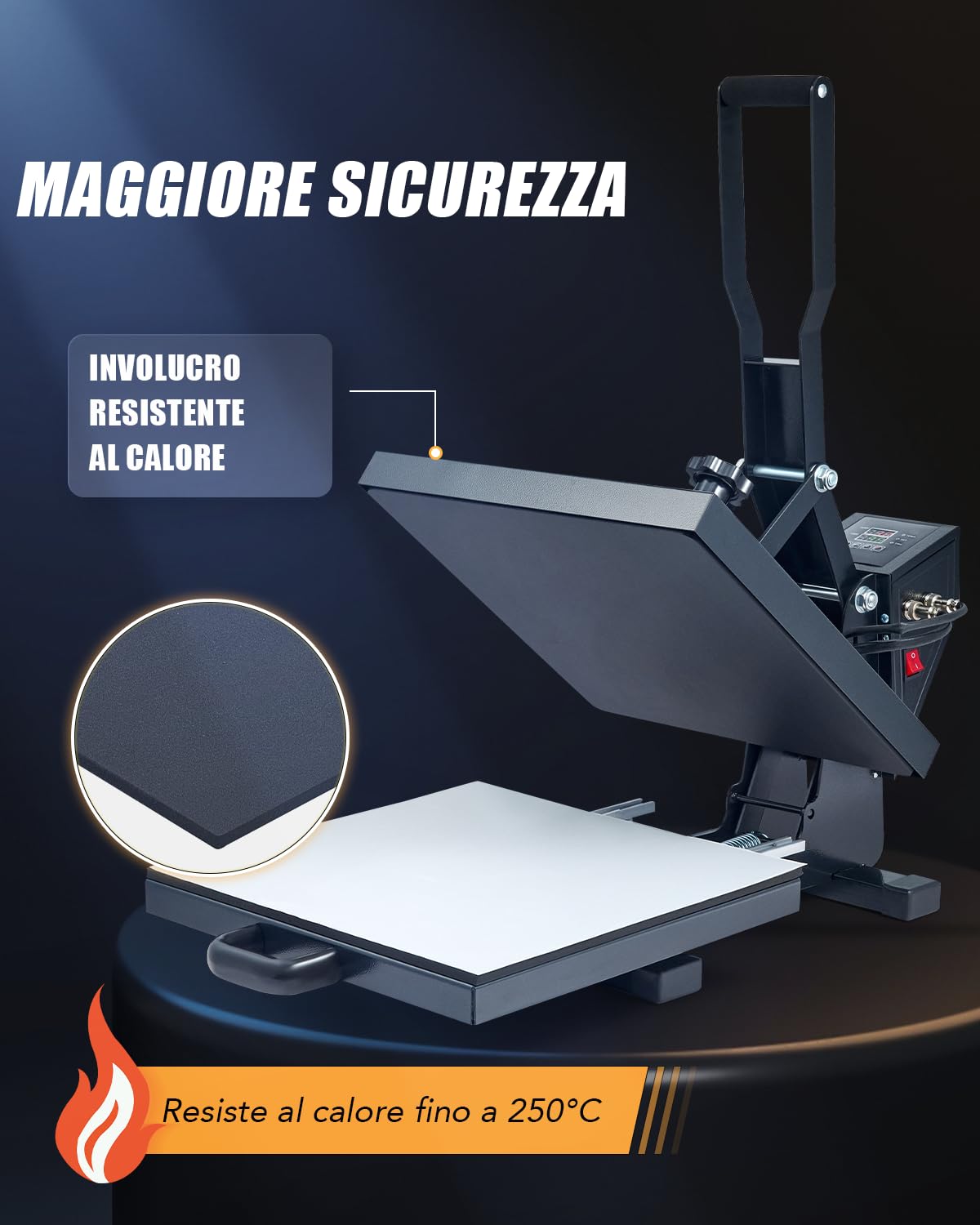 CREWORKS 38x38cm Pressa a Caldo per Magliette con Doppio Tubo di Riscaldamento a Controllo Digitale 1400W Pressa Calore Termopressa Multiuso per Magliette, Cuscini, Borse DIY e Affari