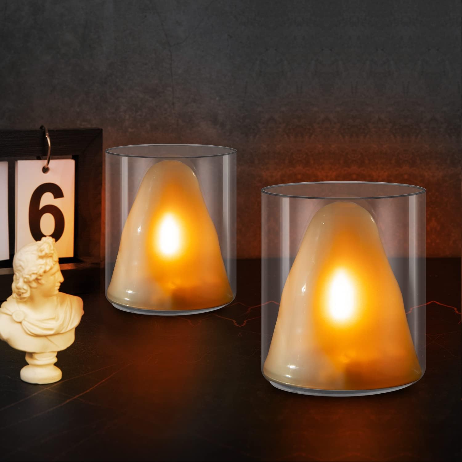 FUNTAPHANTA LED Flame Effect Battery Operated Table Lamps, Set of 2