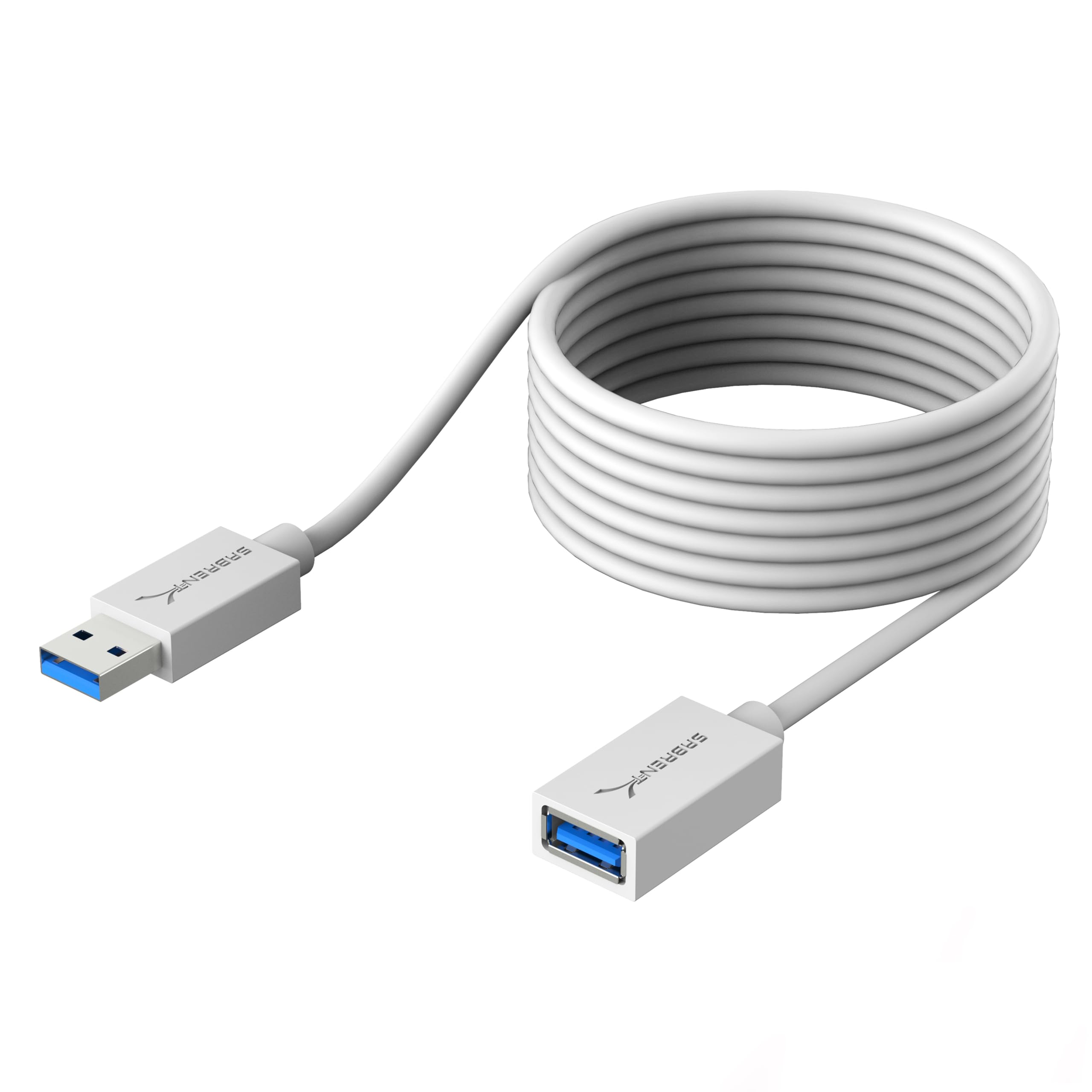 Sabrent Cavo Prolunga USB 3.2 Gen1 (3m) Maschio a Femmina, Cavo Estensione USB Trasferimento Dati e Ricarica per Hub & Chiavetta USB, Disco Rigido Esterno,Tastiera, Mouse Stampante, Bianco (CB-301W)