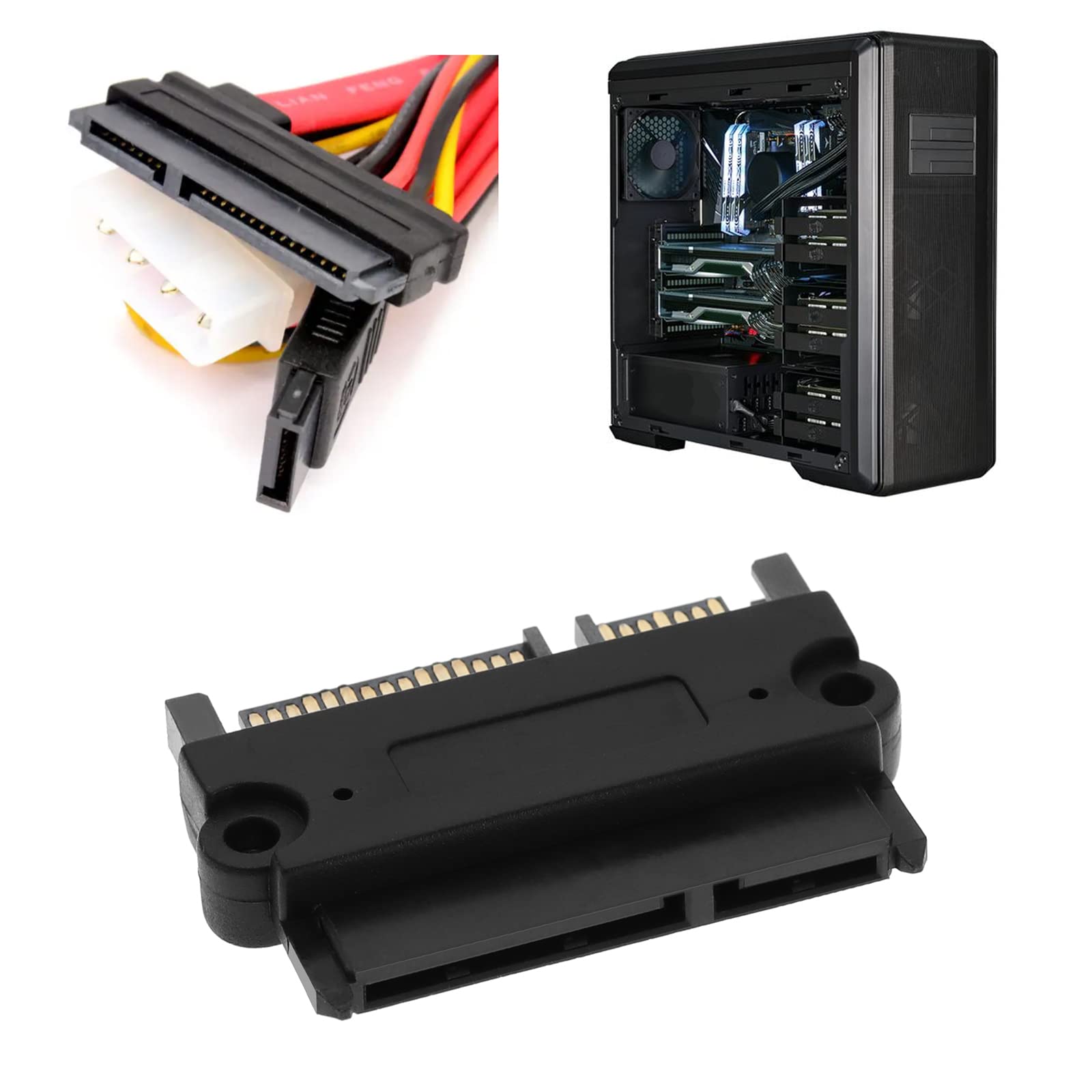 SATA 22Pin 7+15 wtyczka na gniazdo adapter do dysków twardych, napędów optycznych, dysków Solid State Drives czarny