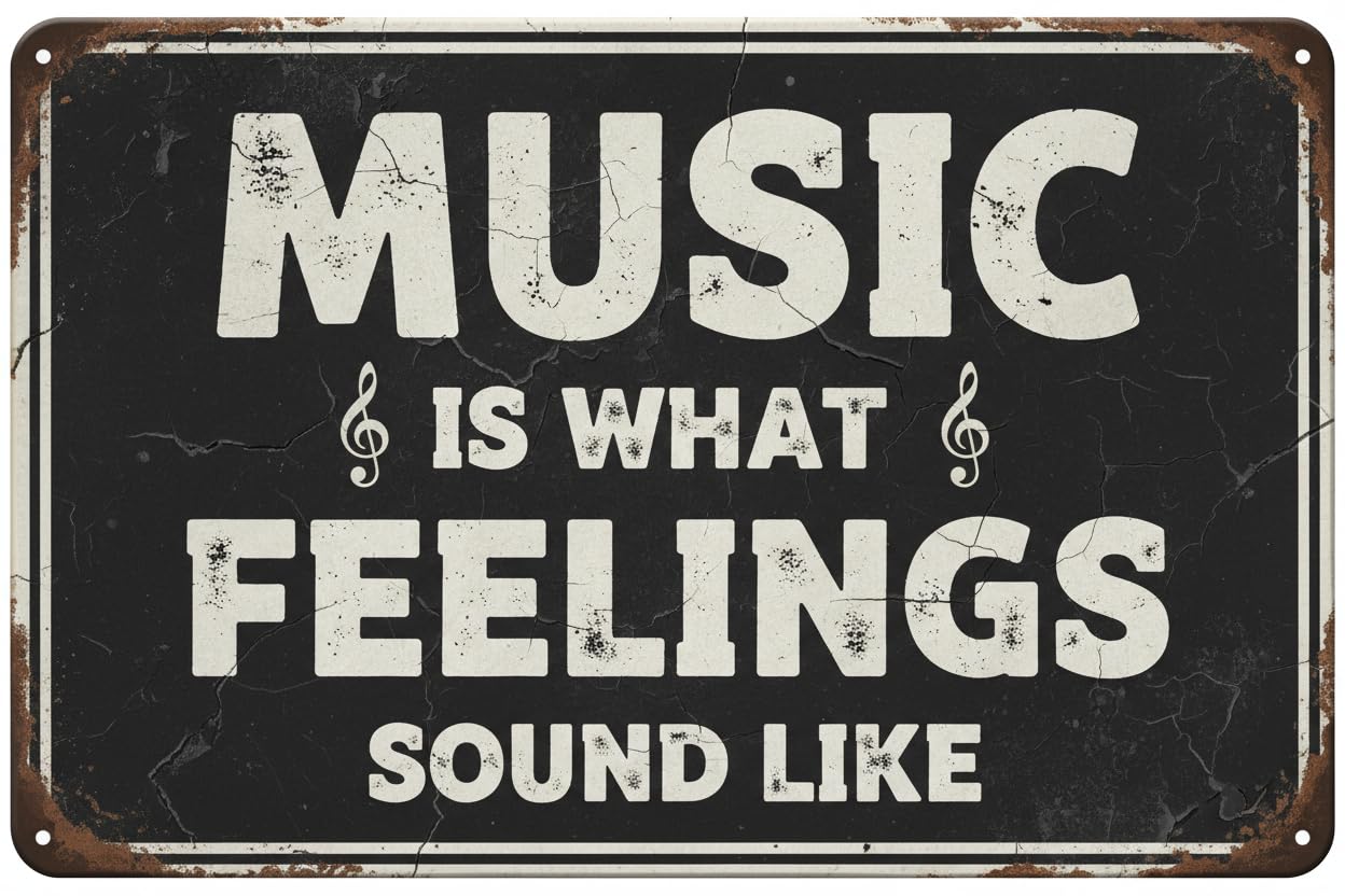 Music Is What Feelings Sound Like Tin Sign, 8x12 Inch