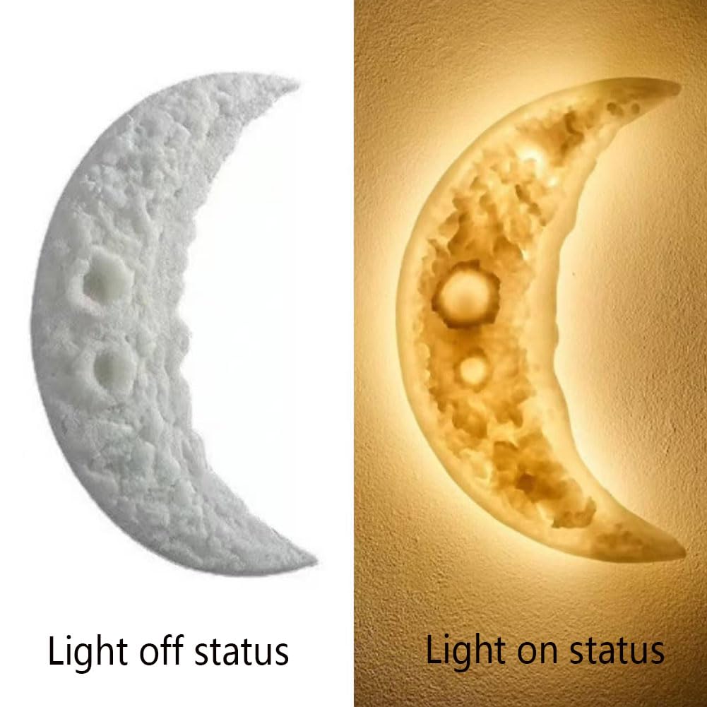 Applique a LED a Forma di Luna con Telecomando, Illuminazione Interna dimmerabile, Illuminazione Decorativa Creativa per Comodino, Camera da Letto e corridoio, Cavo da 1,8 m