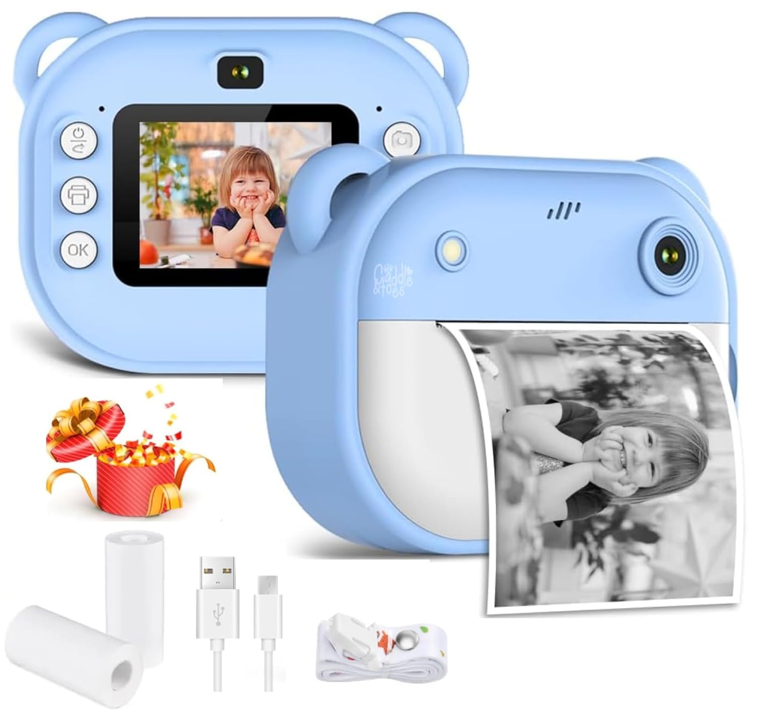 Kids Instant Print Camera – Mini Digital HD Photo & Video Camcorder with Games | Fun Learning Toy for Boys & Girls Ages 4-18 | Includes 2 Print Rolls – Ideal Gift for Kids (Blue)-image-47