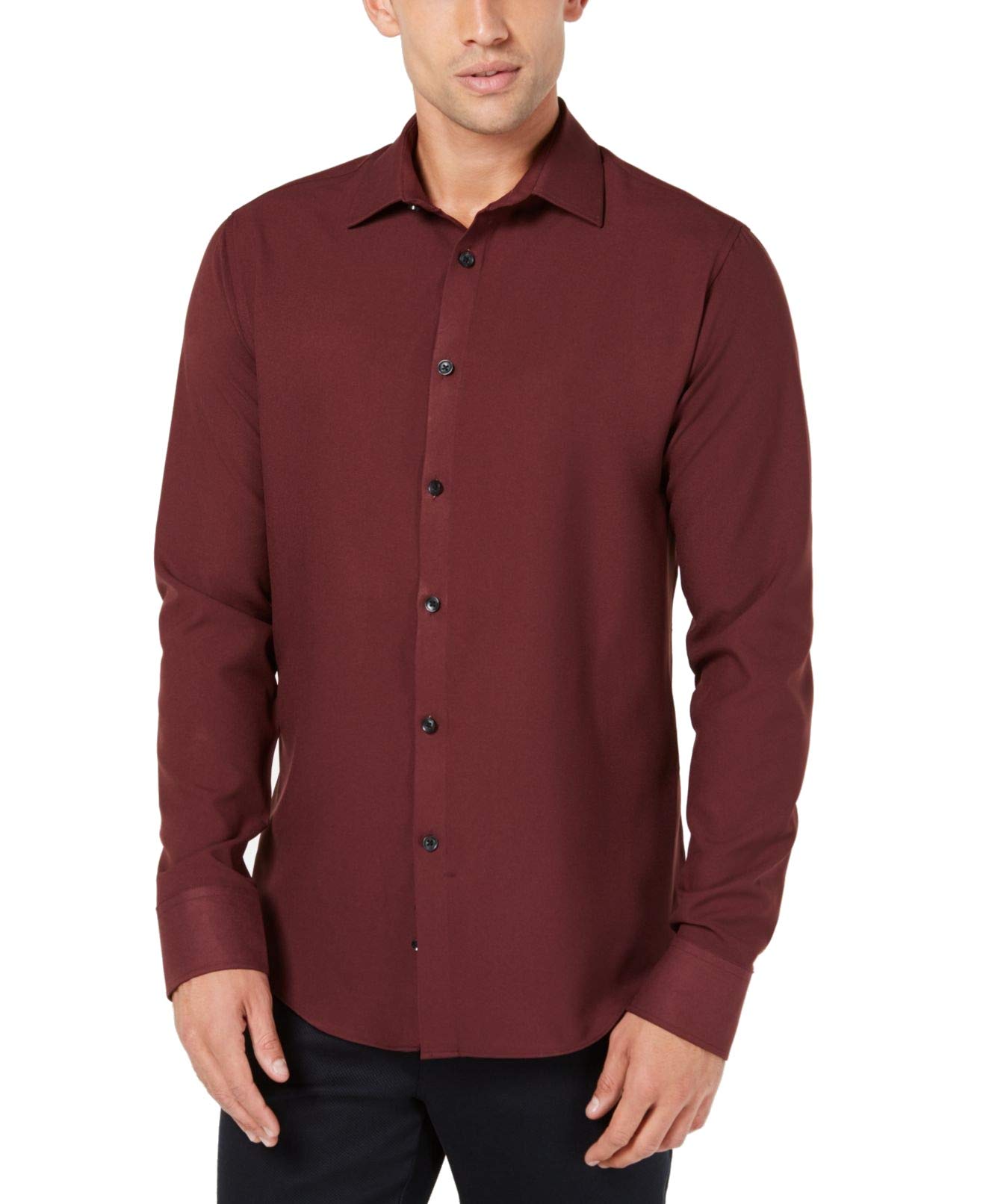 Ryan SeacrestBurgundy Mens Medium Long Sleeve Dress Shirt Red M