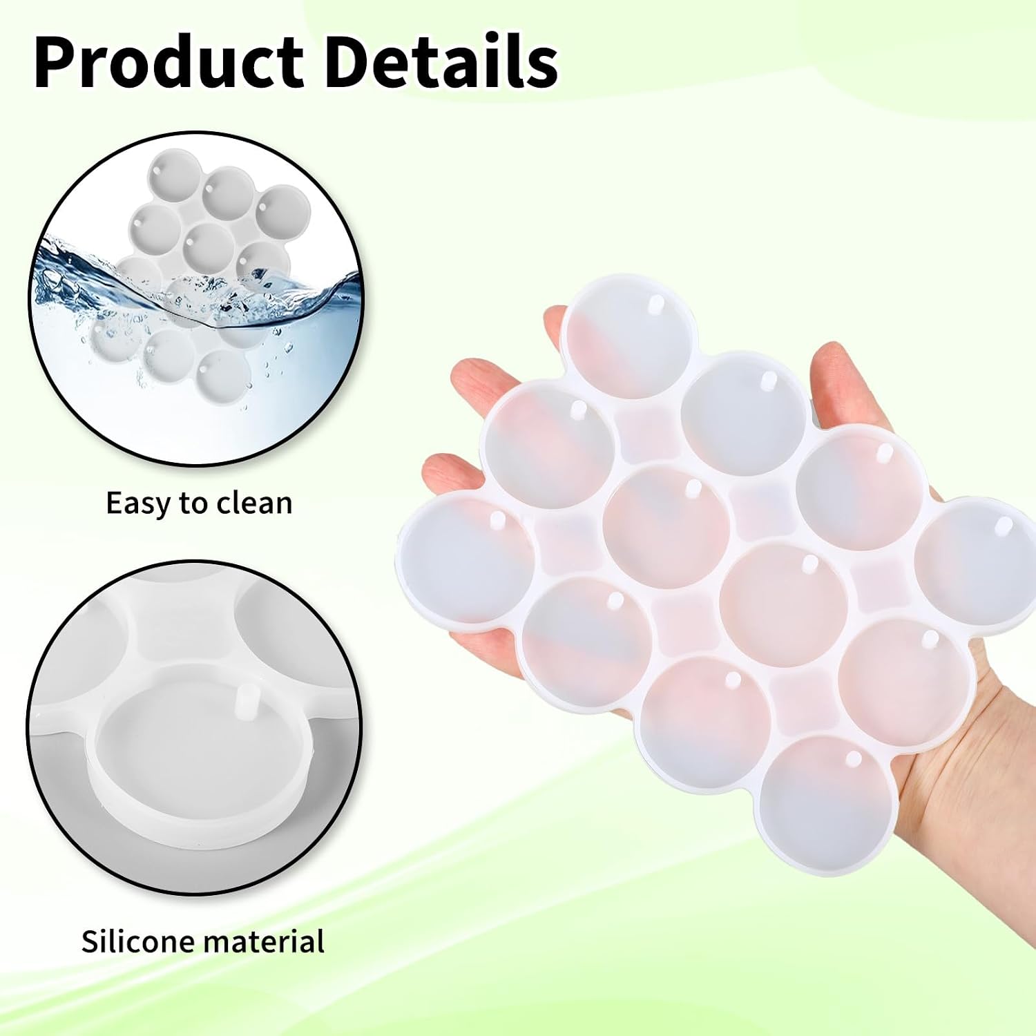 Ouligay Resin Circle Keychain Mold 12 Cavity 1.29'' Silicone Mold with Hole