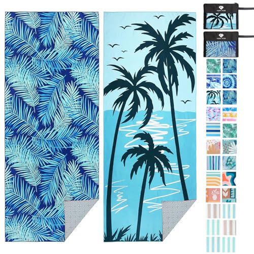2 Pack Oversized Microfiber Pool Towel, 75'x 35', Sand-Free, Quick Drying, Super Absorbent