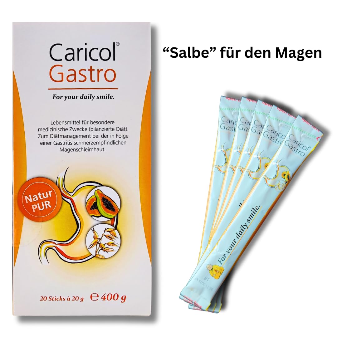 Gastro 20 Sticks á 20 g I Unterstützung für die Magenschleimhaut I Gastritis I Magenschmerzen I mit Papaya und Hafer I Bio Naturprodukt I Spar-Set plus Pharma Perle ((2x Caricol Gastro)