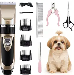 Máquina de Tosa Profissional Sem Fio para Pets: Cães e Gatos | Kit Completo Para Tosa Bivolt e Recarregável | Com Bateria de Longa Duração | Muito Prático, Para Cuidar do Seu Pet Sem Sair de Casa