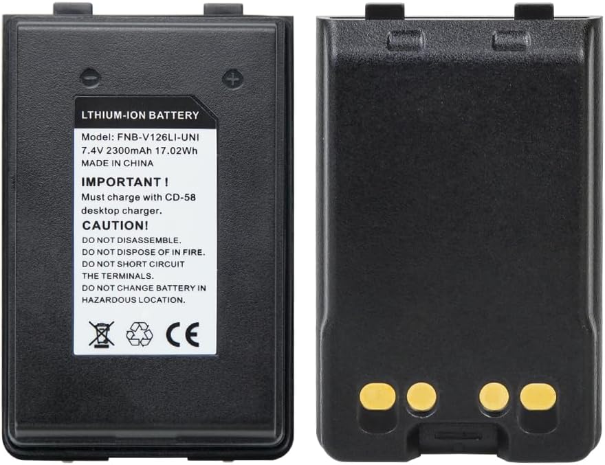 2 Pack FNB-V126LI-UNI Li-ion Battery for Vertex Standard VX-160 VX-180 VX-414 VX-417 VX-424 VX-427 VX-410 VX-420 Radios Rechargeable Battery(2300mAh)