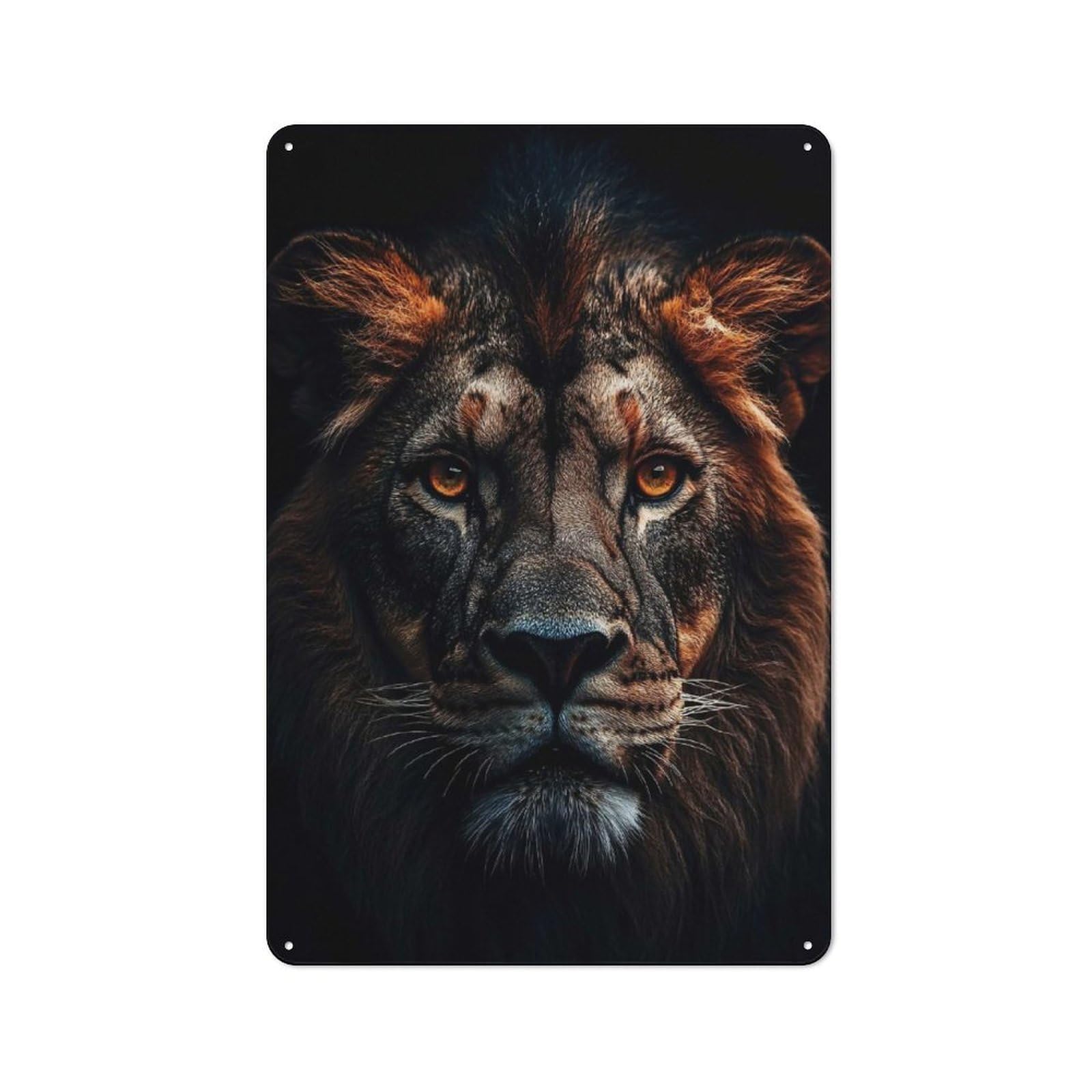 Majestic Lion Portrait(2) Decorative Metal Plaque 30x20cm, Loft Style Urban Room Decor for Flat, Bar, Studio Or Gallery Wall