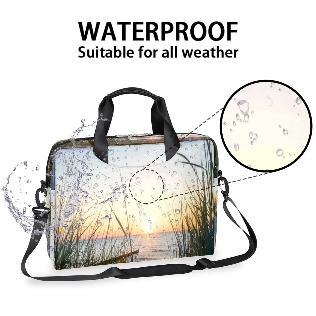 Custodia per laptop da spiaggia per 13-16 pollici Estati tramonto mare spiaggia laptop borsa a tracolla valigetta messenger borsa da trasporto