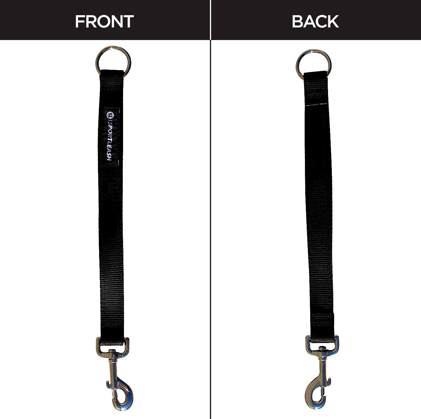 Dog Leash Extender w/ Built-In Short Leash Lead - Black on Black