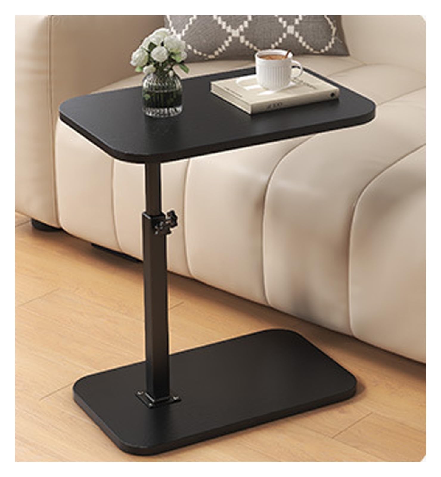 SXZenSpace Adjustable CShaped Side Table 360° Rotating Small End for Living Room/Bathroom/Bedroom Easy Assembly Modern Black Design Perfect Sofa Use
