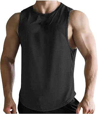 Uillui Mens Casual Athletic Wicking Mesh Tank Top Quick Dry Sleeveless Workout Gym Running Muscle T-Shirts Fitness Training