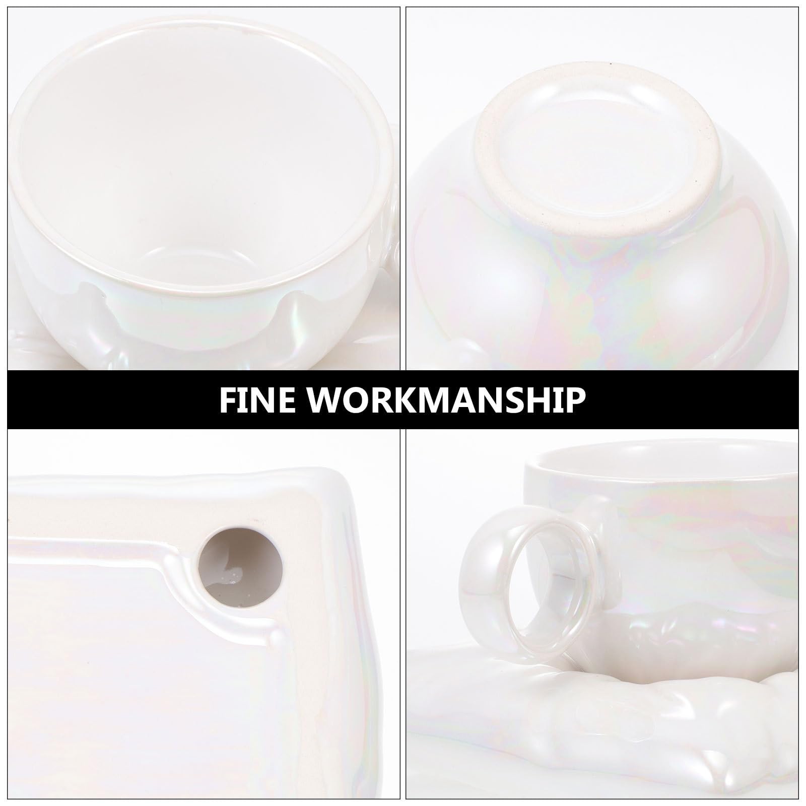 ULTECHNOVO Juego de Tazas de Café de Cerámica Platillo, Diseño Creativo y Estilo Encantador, Adecuado para Oficina y Café, Set de 1