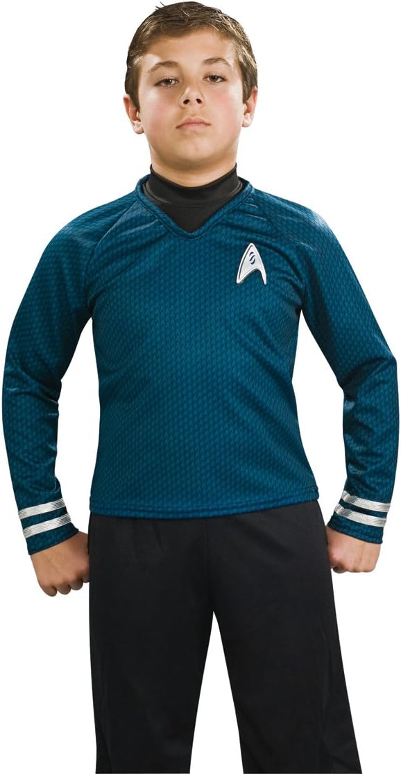 Star Trek Movie Child's Deluxe Blue Shirt Costume with Dickie, Pants with Attached Boot Tops and Emblem Pin, Medium