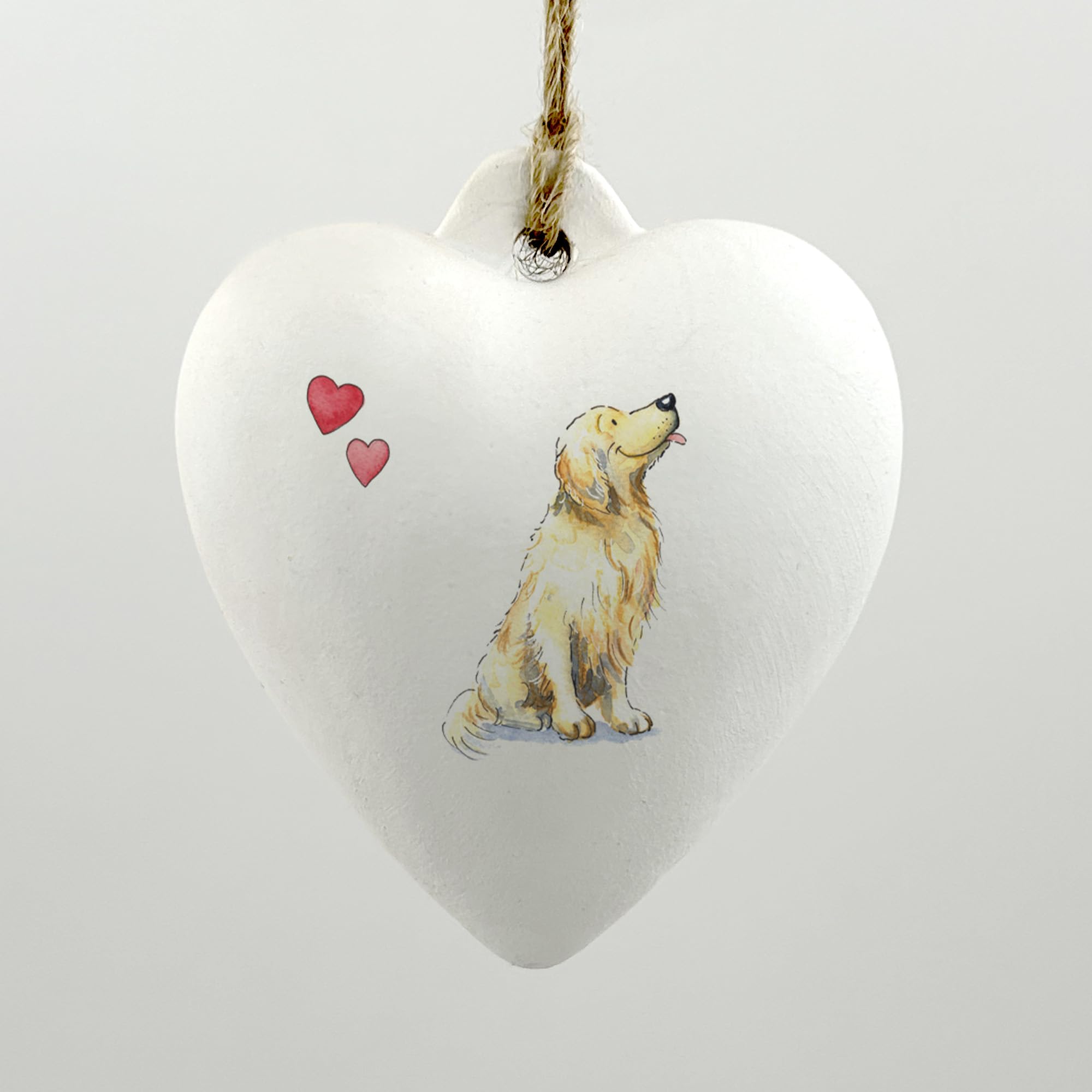 Image Industry Golden Retriever Ceramic Heart Bauble - Dog Lovers - Gift for the Home - Hanging Ornament