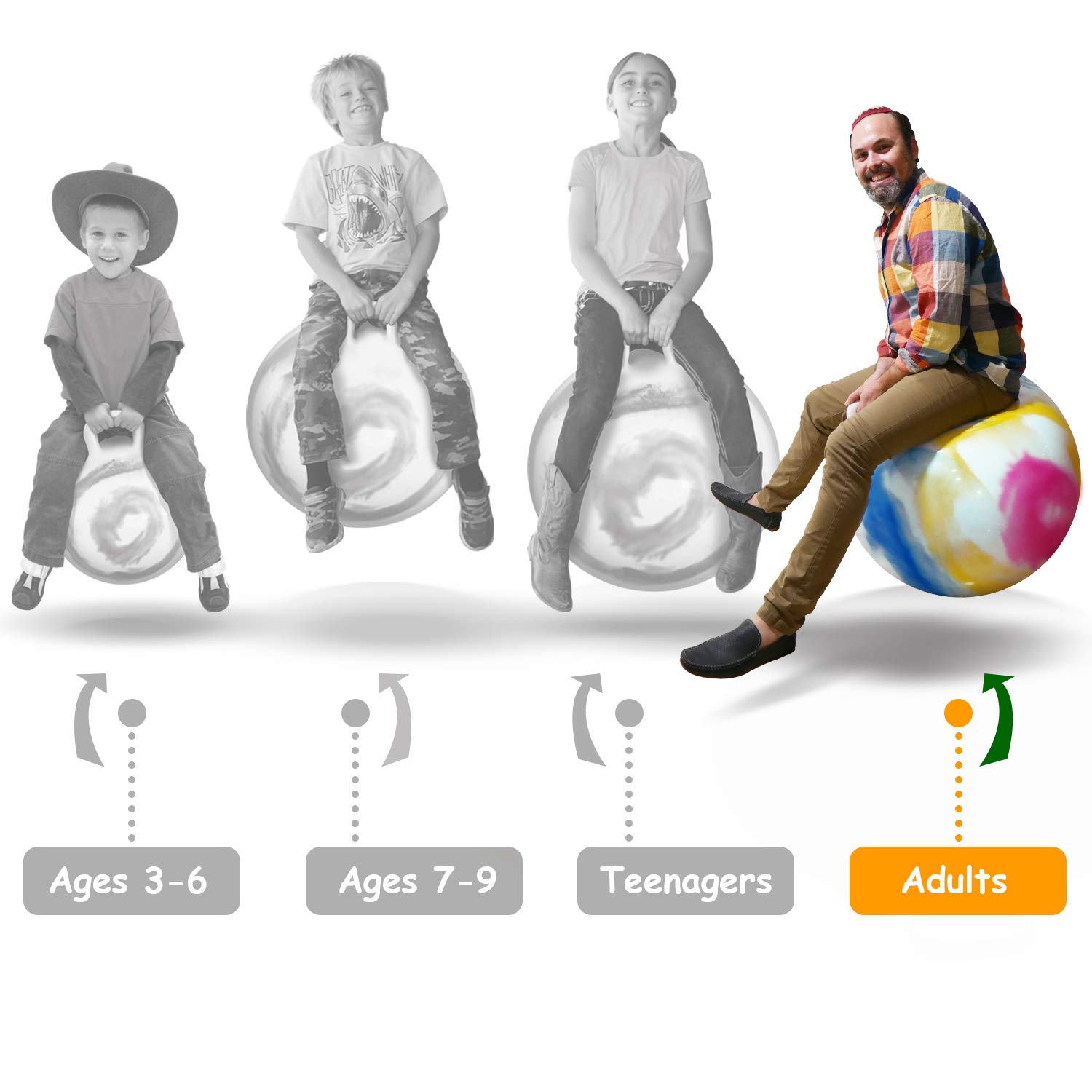 WALIKI Hopper Ball for Adults Hippity Hop Jumping Hopping Ball