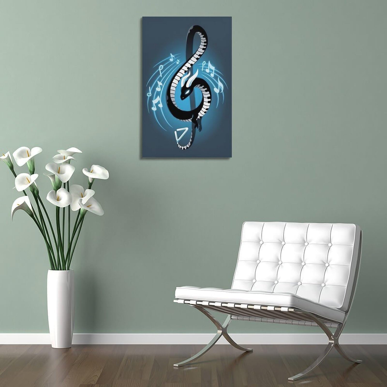GJDYMX Poster decorativo da parete su tela, motivo astratto, serpente, note musicali, poster decorativo moderno, per camera da letto, per camera da letto, 50 x 75 cm