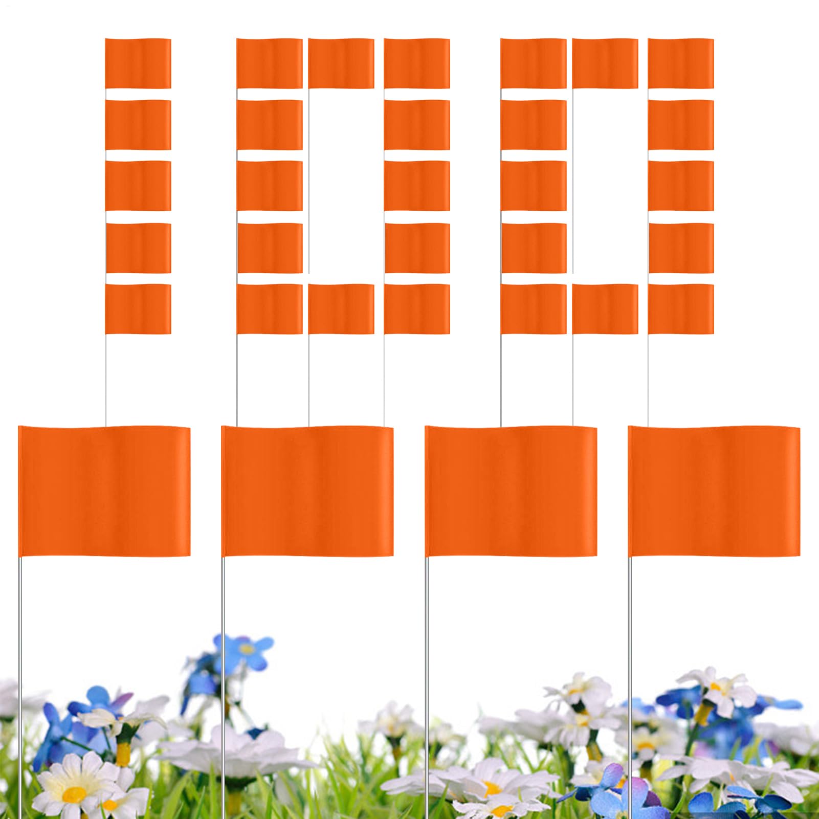 Drapeaux de marquage de jardin orange en PVC pour aménagement et pose de lignes